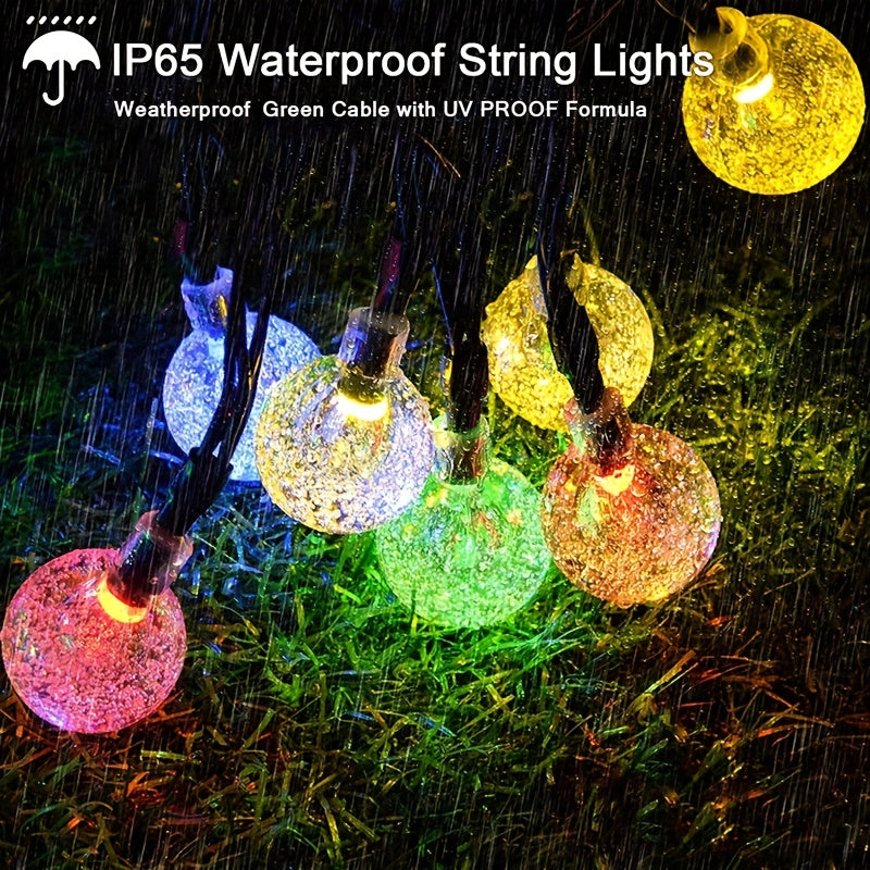 Solar String Lights - 20/100 LED Crystal Globe Fairy Lights for Outdoor Garden & Patio