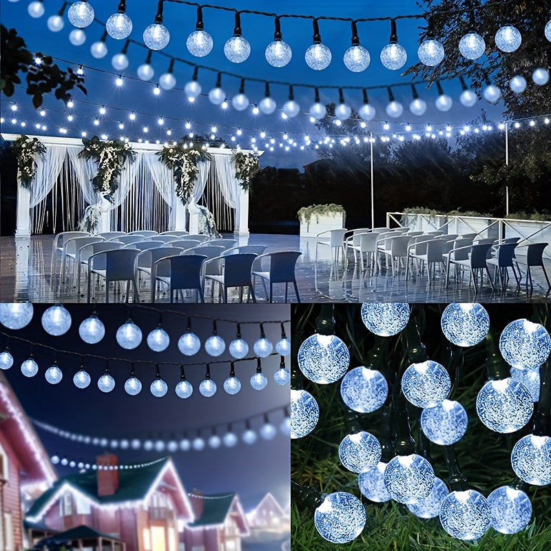 Solar String Lights - 20/100 LED Crystal Globe Fairy Lights for Outdoor Garden & Patio