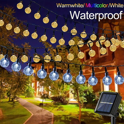 Solar String Lights - 20/100 LED Crystal Globe Fairy Lights for Outdoor Garden & Patio