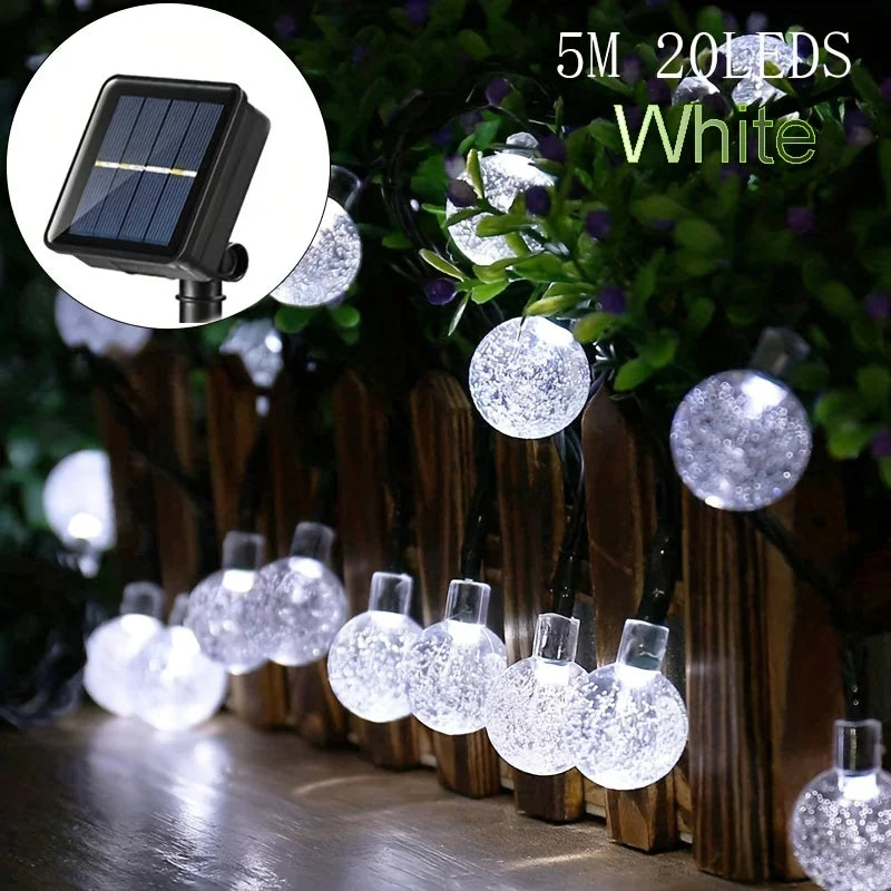 Solar String Lights - 20/100 LED Crystal Globe Fairy Lights for Outdoor Garden & Patio