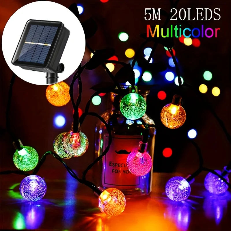 Solar String Lights - 20/100 LED Crystal Globe Fairy Lights for Outdoor Garden & Patio