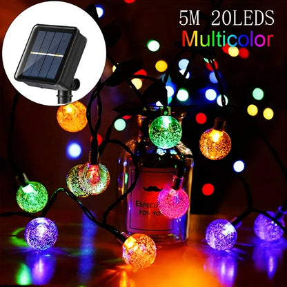 Solar String Lights - 20/100 LED Crystal Globe Fairy Lights for Outdoor Garden & Patio