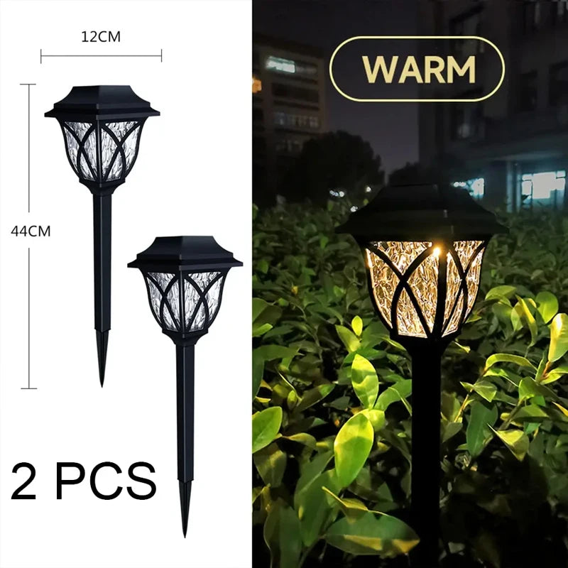 Solar Garden Lawn Lights - 2pcs Waterproof LED Path Lights for Outdoor Walkway & Landscape