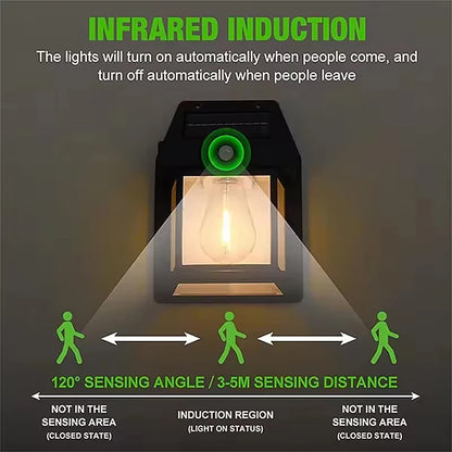 Solar Wall Light with Motion Sensor - Waterproof LED Garden Lamp