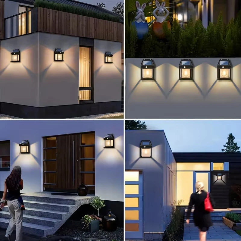 Solar Wall Light with Motion Sensor - Waterproof LED Garden Lamp