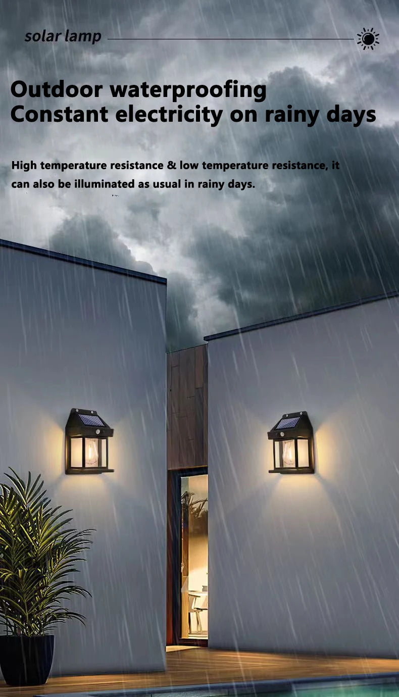 Solar Wall Light with Motion Sensor - Waterproof LED Garden Lamp